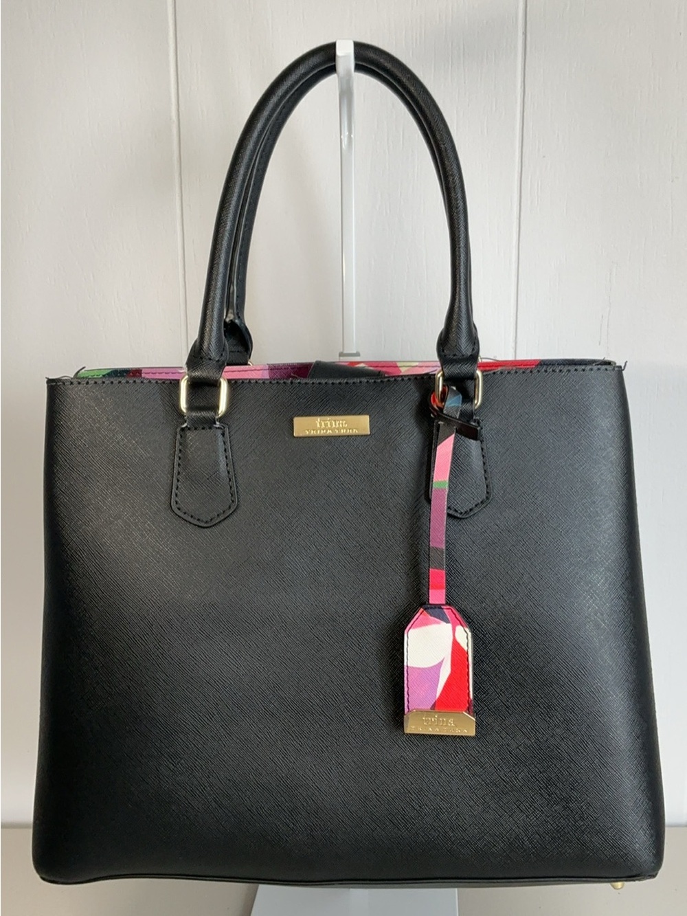Trina Turk Black Tote Vegan Leather Handbag